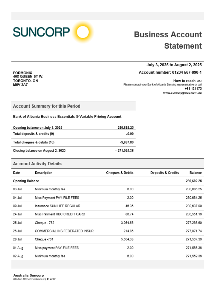 Déclaration d'entreprise Suncorp Format Word et PDF